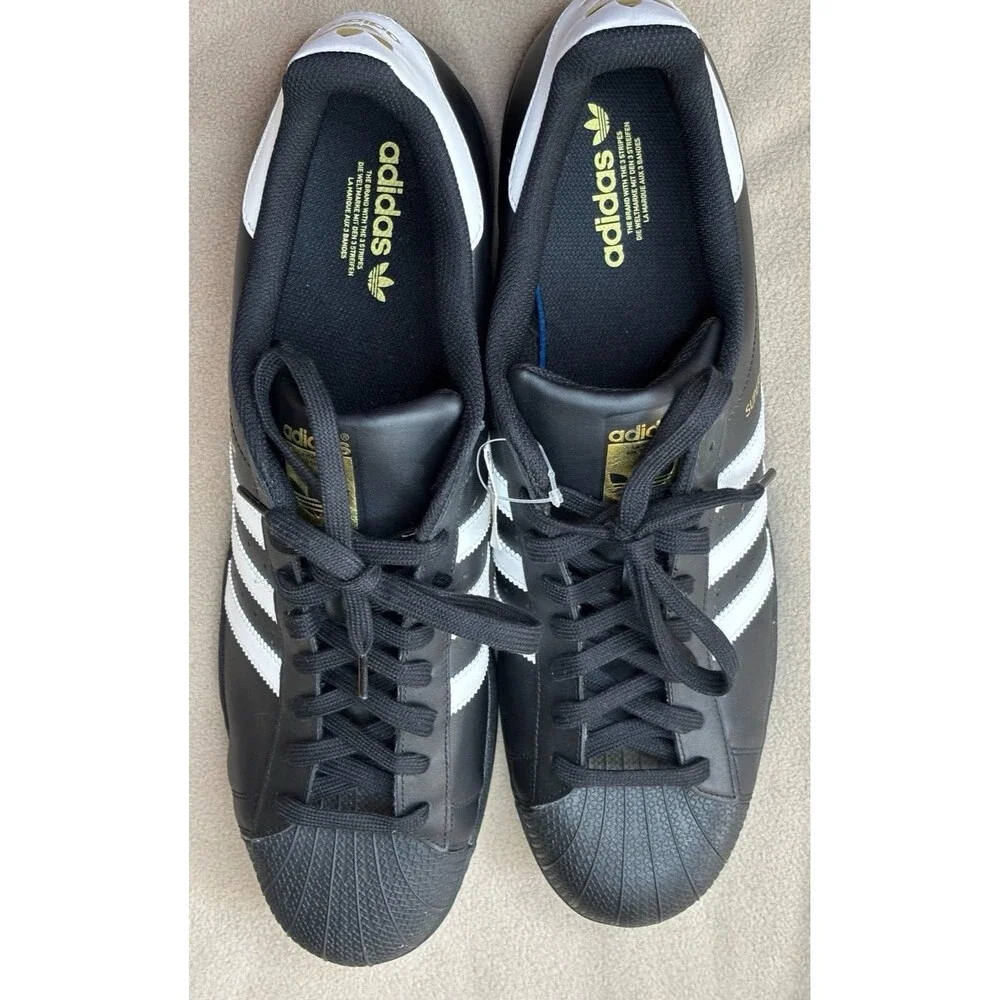 New Adidas Superstar Foundation Shoes Black White Mens Size US 20 B27140
